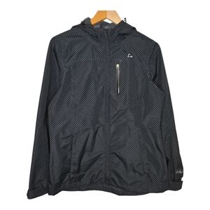 Paradox Womens Polka Dot Full Zip Hooded Waterproof Rain Jacket Size Small